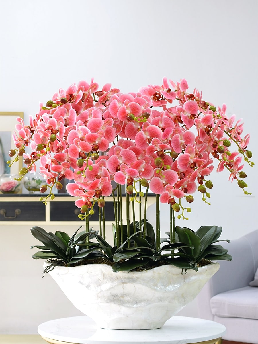 SilkTouch Butterfly Orchid Bouquet Realistic Home Decor Flowers